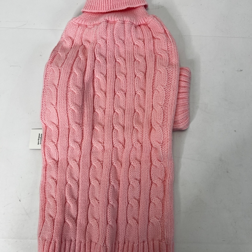 NWT Stinky-g Pink Cable Knit Dog Turtleneck Sweater Medium